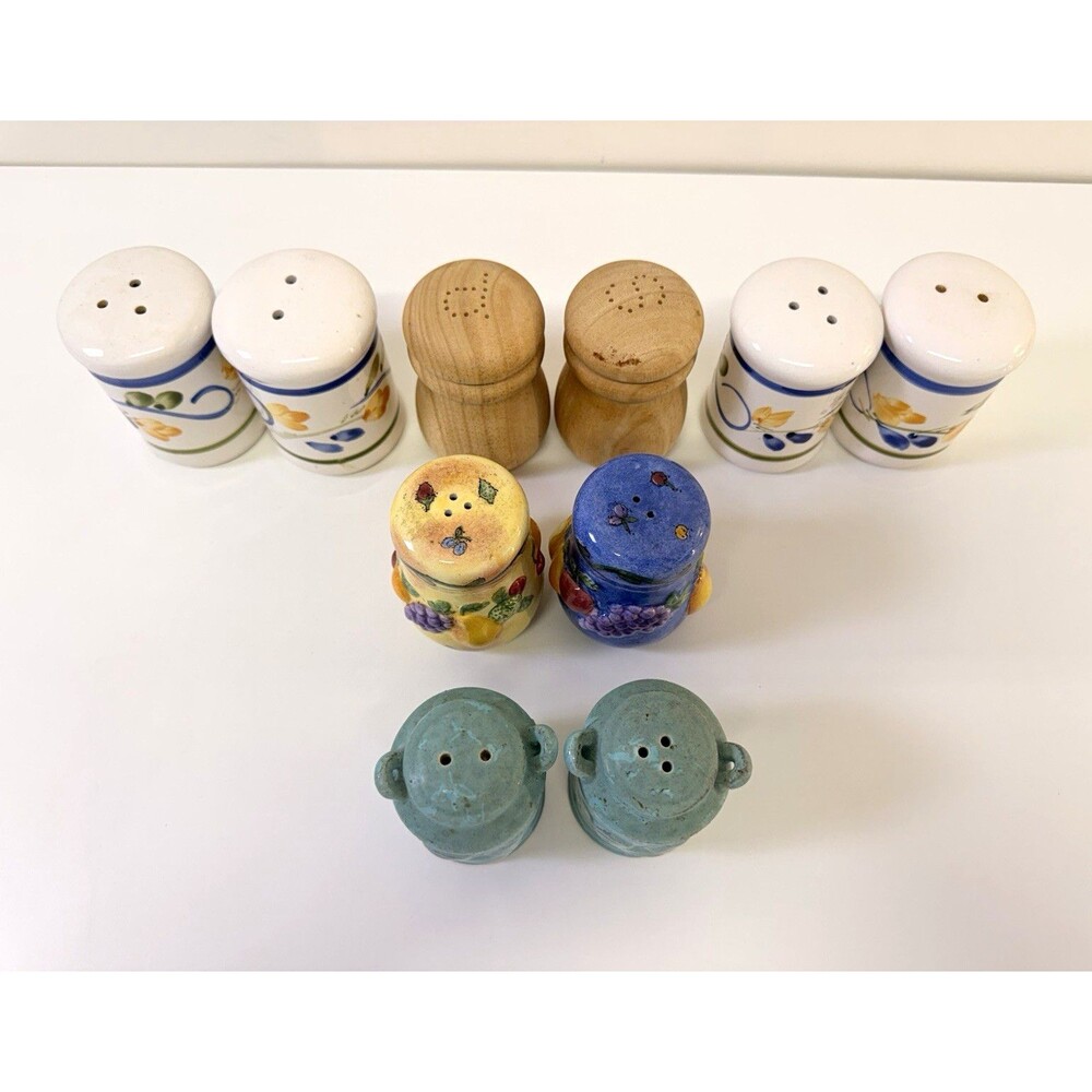Vintage Ceramic Salt & Pepper Shakers Lot of 10 – 5 Pairs – Mixed Designs